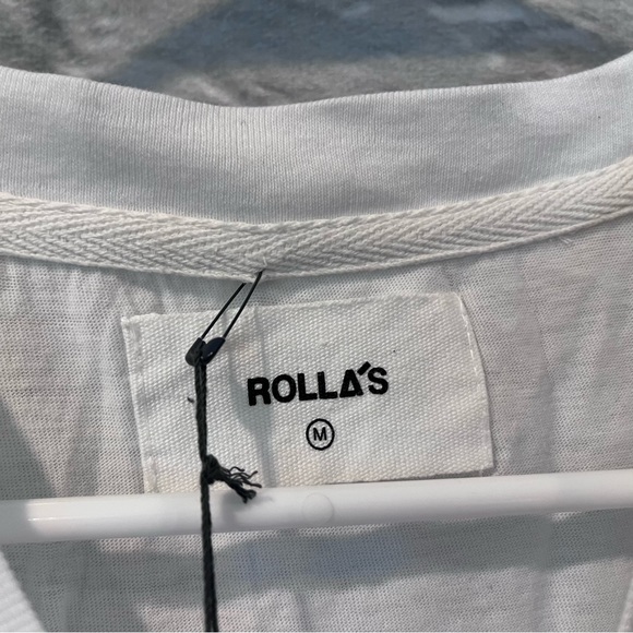 NWT Rollas Men’s Medium Bird Head Chain Stitch White T-shirt - Picture 5 of 7